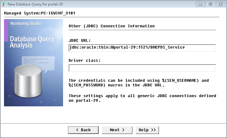 Providing the JDBC Connection Information