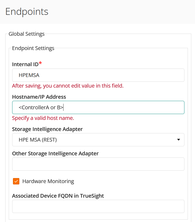 HPE_MSA - Configuring the Endpoint Global Settings