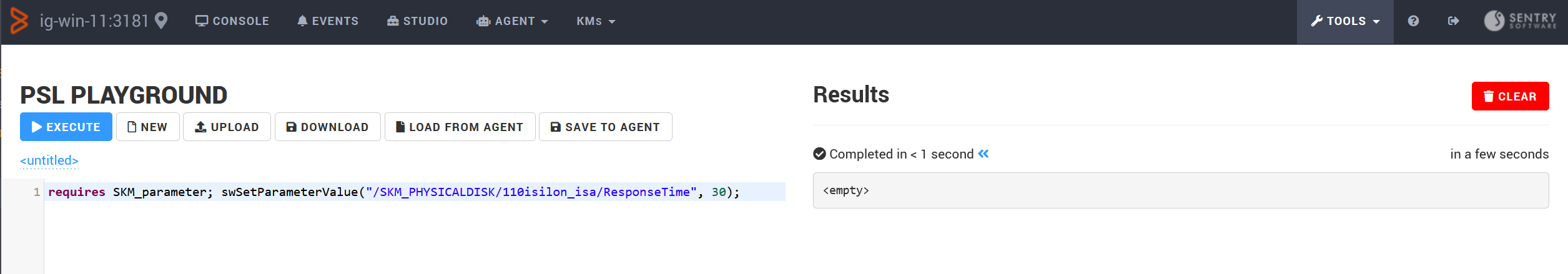 Test PATROL_EV Events – Running a PSL command
